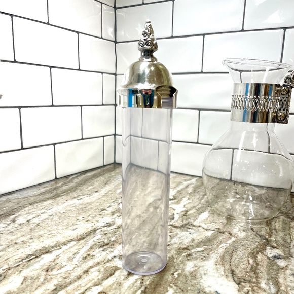 Vintage Glass and Silver Pitcher Carafe with Plastic Ice Cooling Tube Chill It - Picture 4 of 14